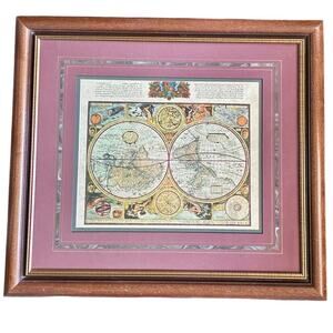 Framed Vintage World Map Print “A New and Accurate Map of the World” 21x18